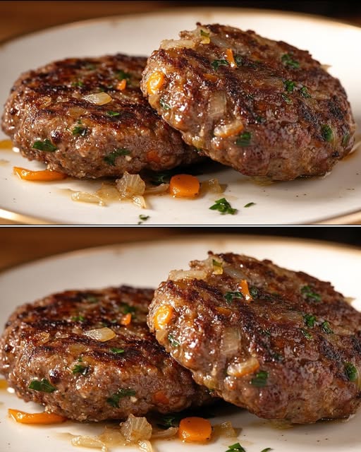Juicy Homemade Beef Patties with Vegetables