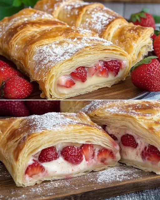 Custard and Strawberry Strudel
