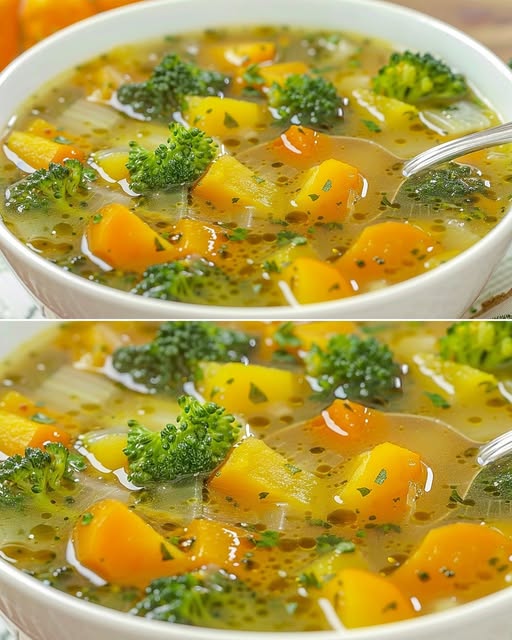 Detoxifying Pumpkin Broccoli Soup with Lentils