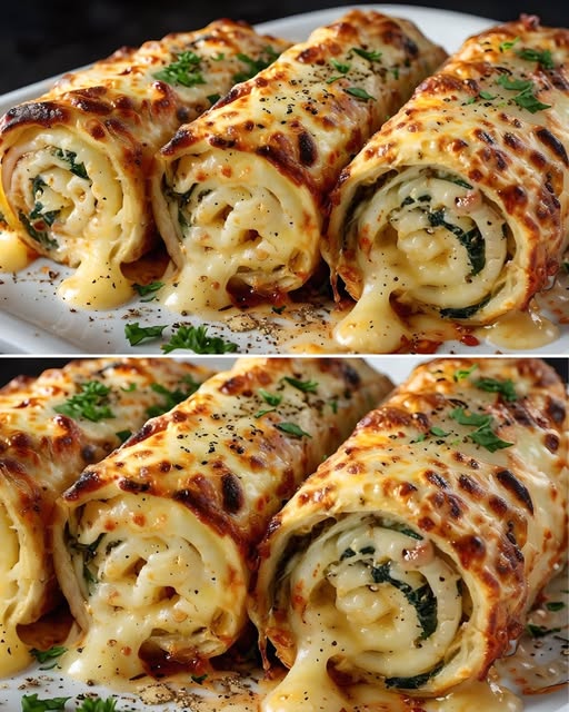 Crispy Zucchini Crepes with Spinach and Cheese Filling