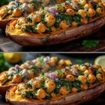 Vegan Stuffed Sweet Potatoes With Chickpeas and Walnut-Herb Sauce