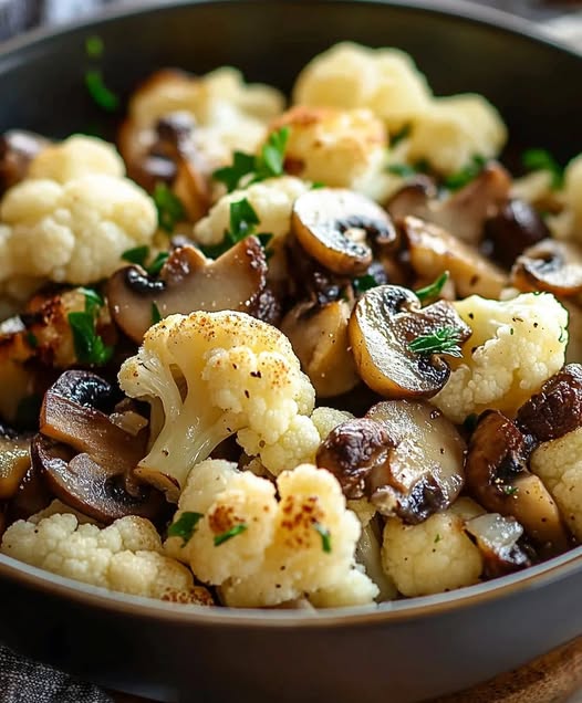 Garlic Cauliflower Mushroom Skillet