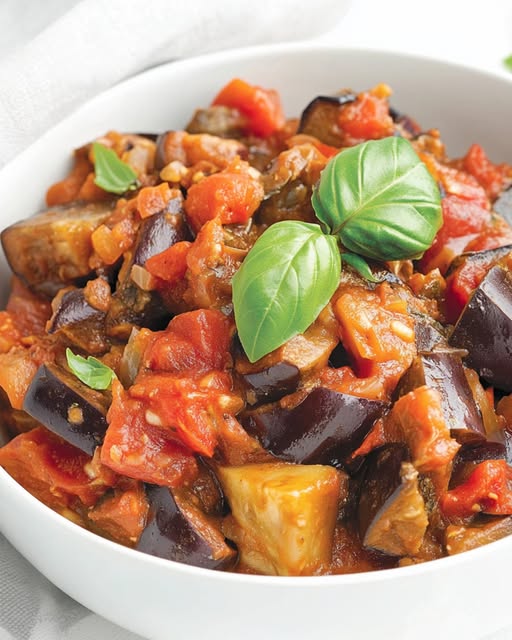 Sautéed Eggplant Delight with Cherry Tomatoes & Basil