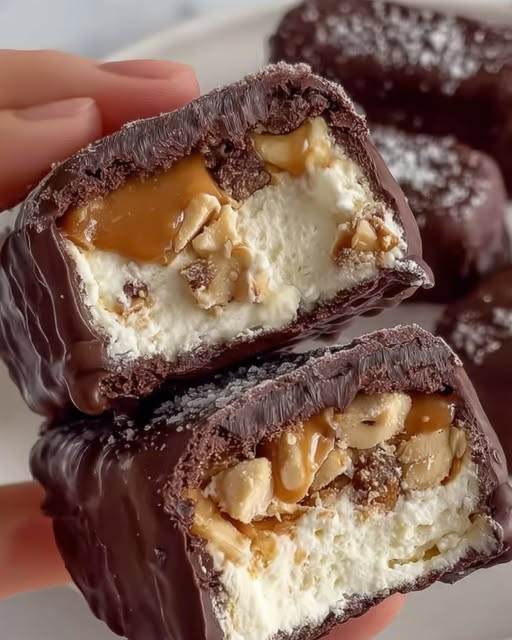 Homemade Snickers Ice Cream Bars