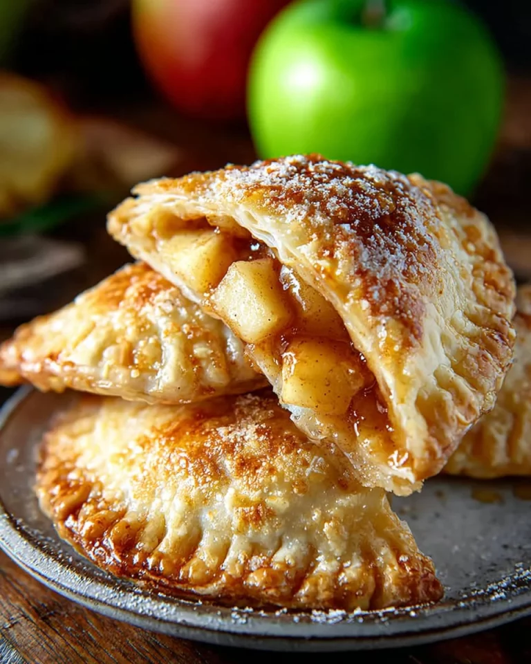 Air fryer apple hand pies filled with spiced apples, golden brown and flaky.