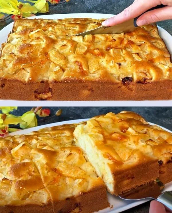 Delicious apple cake topped with fruit jam, perfect for dessert lovers.