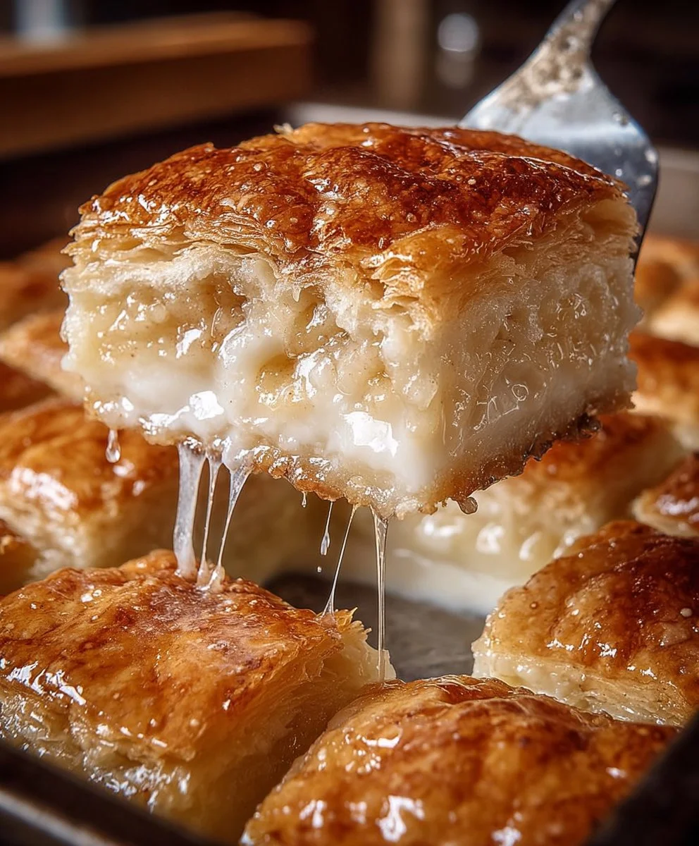 Homemade apple pie bars with cinnamon and a golden crust