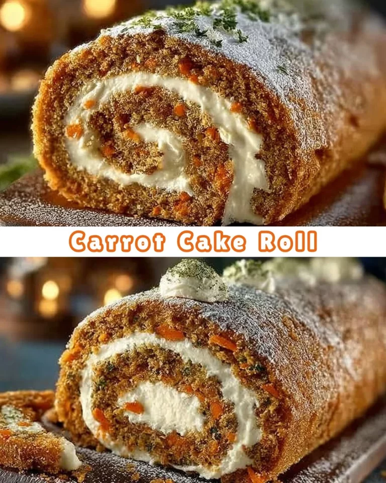 Delicious carrot cake roll with cream cheese frosting on a plate