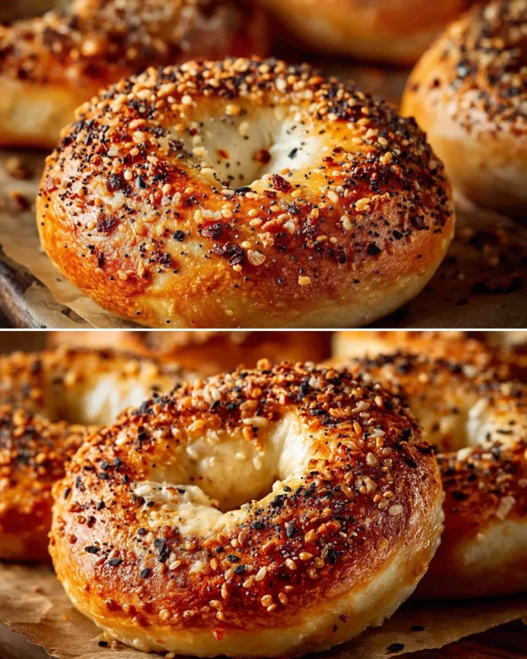 Freshly baked Cottage Cheese Bagels topped with seeds and herbs