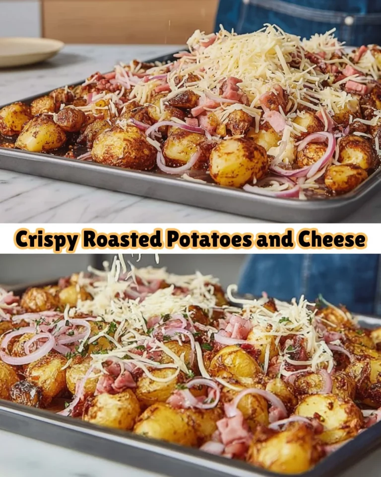 Crispy roasted potatoes topped with bacon and melted cheese
