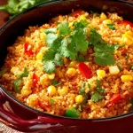 Bowl of Easy One Pot Mexican Rice garnished with fresh cilantro