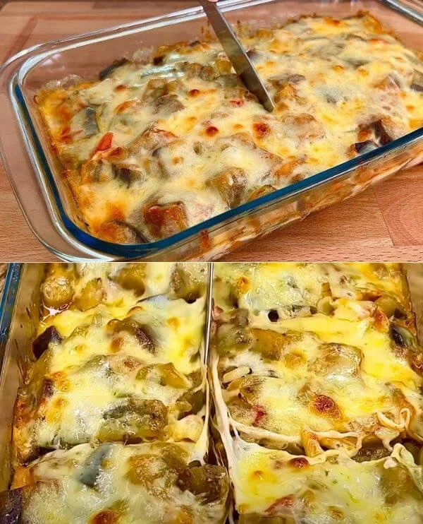 Delicious homemade Eggplant Casserole with fresh ingredients.