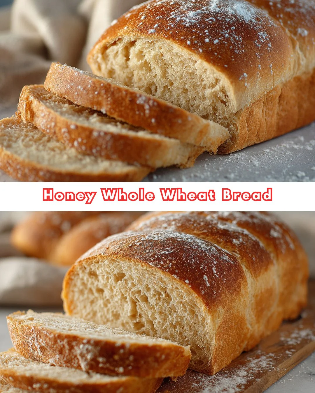 Freshly baked honey whole wheat bread loaf