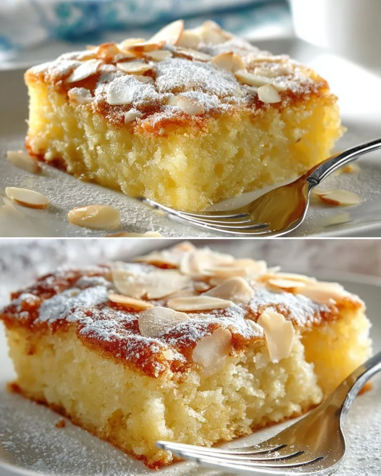 Delicious Keto Almond Cake topped with sliced almonds and sugar-free frosting