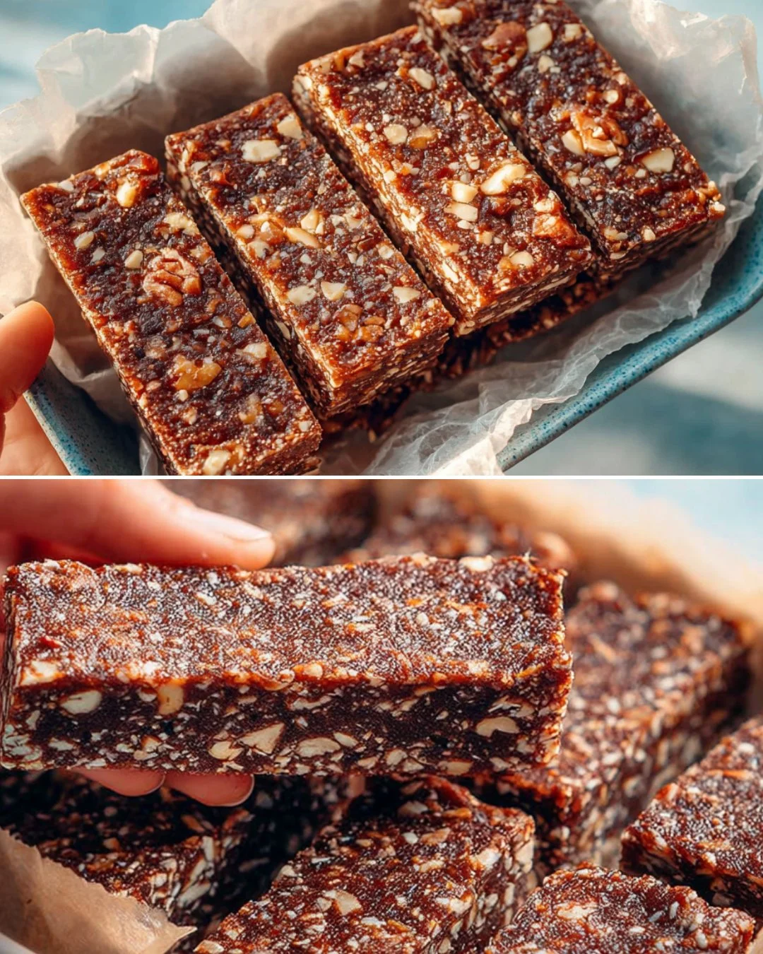 Delicious no bake date bars made with natural ingredients and healthy toppings.