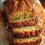 Sliced oil-free healthy zucchini bread on a wooden board
