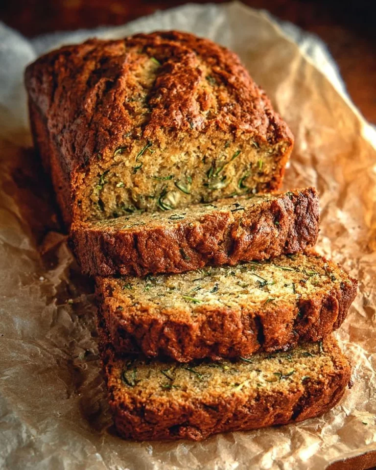 Sliced oil-free healthy zucchini bread on a wooden board