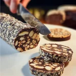 Delicious homemade Peanut Biscuit Roll dessert on a plate.