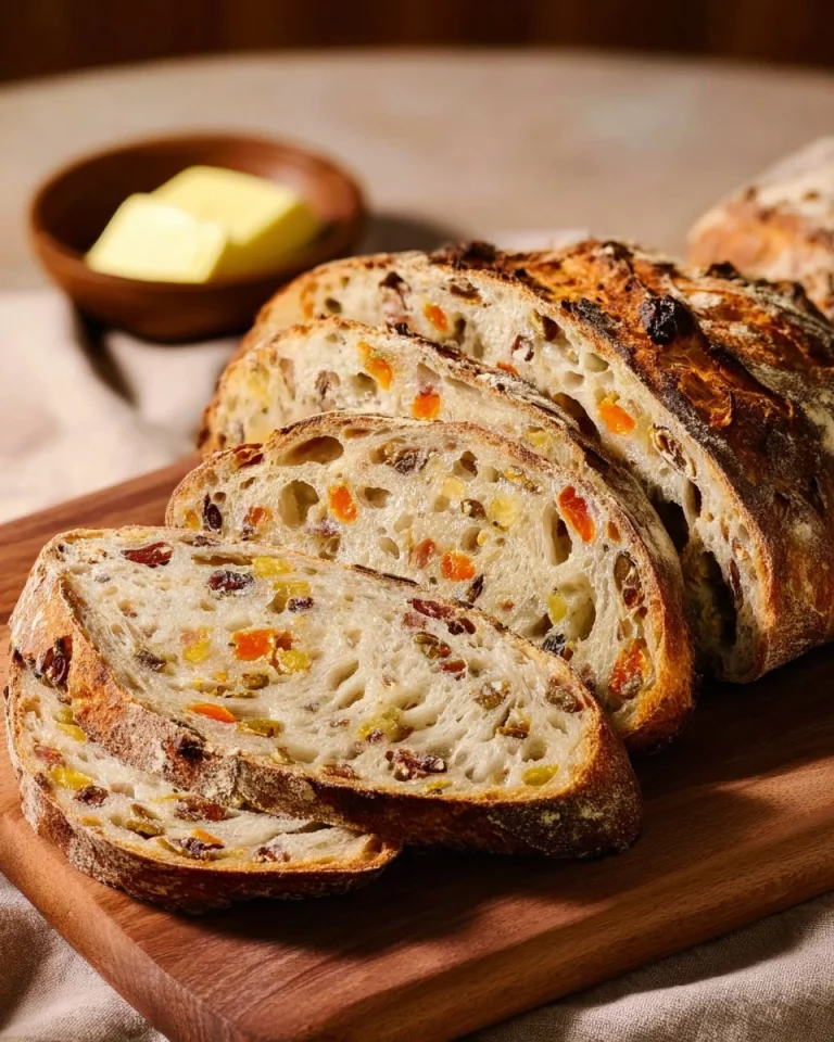 Sourdough carrot cake bread with carrots and spices on a wooden table