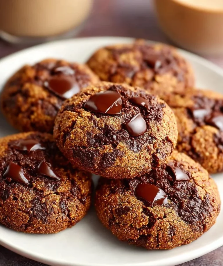 Homemade vegan Nutella cookies on a plate, showcasing their rich chocolate color and texture.