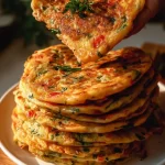 Delicious vegetable cheese pancakes served on a plate