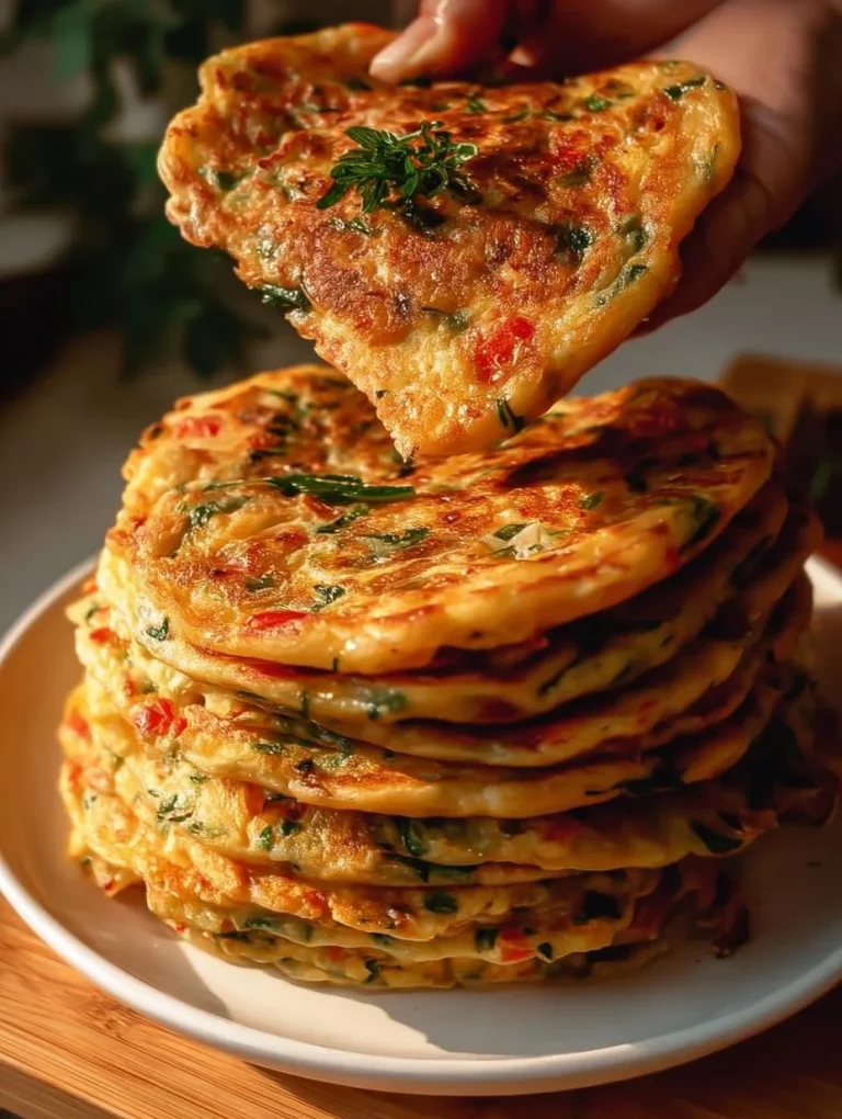 Delicious vegetable cheese pancakes served on a plate
