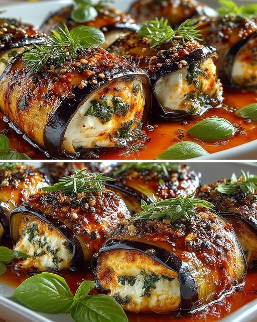 Delicious Baked Eggplant Rollatini