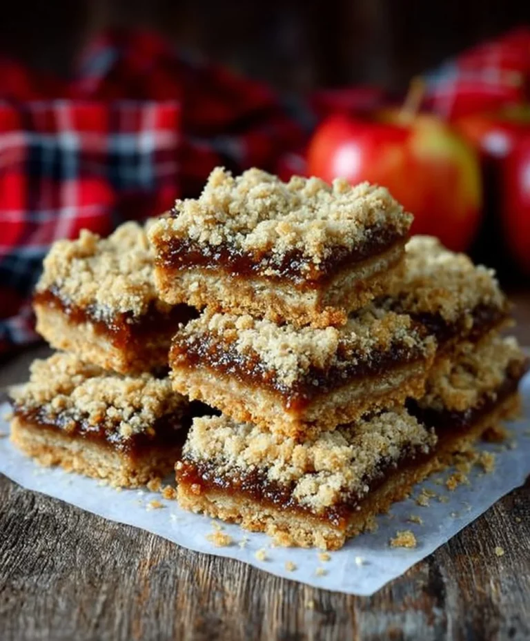 Delicious apple butter bars topped with spices and walnuts, embodying autumn flavors.