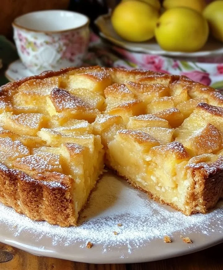 Delicious homemade apple pie with golden crust and fresh apples