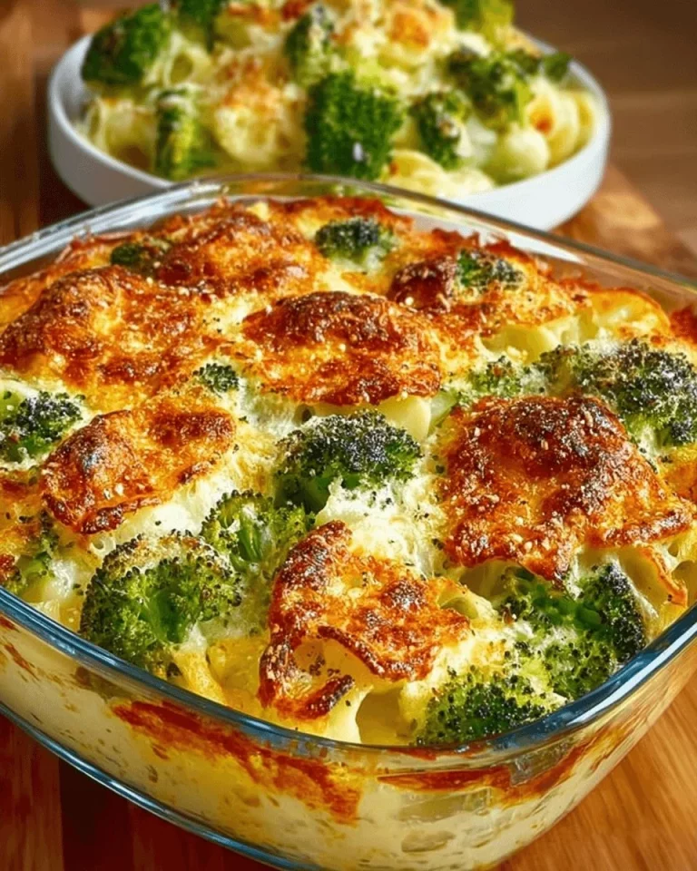 Baked broccoli with savory potatoes on a plate, ready to serve.