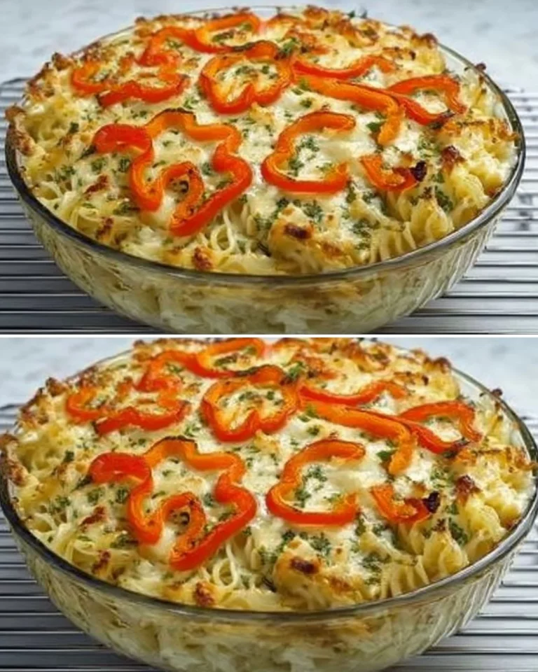 Baked Zucchini Pasta dish topped with cheese and herbs, perfect for a healthy meal.
