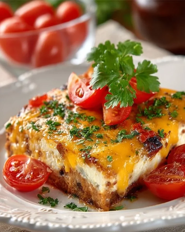 Baked chicken breast with eggplant and tomatoes on a plate