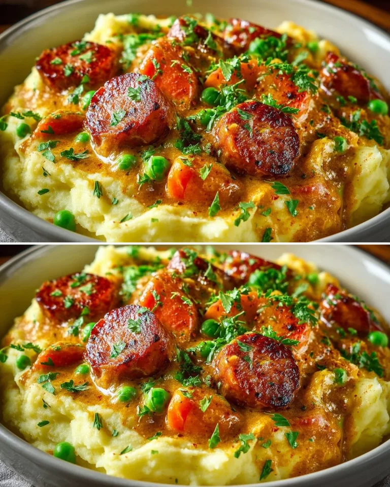 Plate of curried sausages served with rice and garnished with herbs
