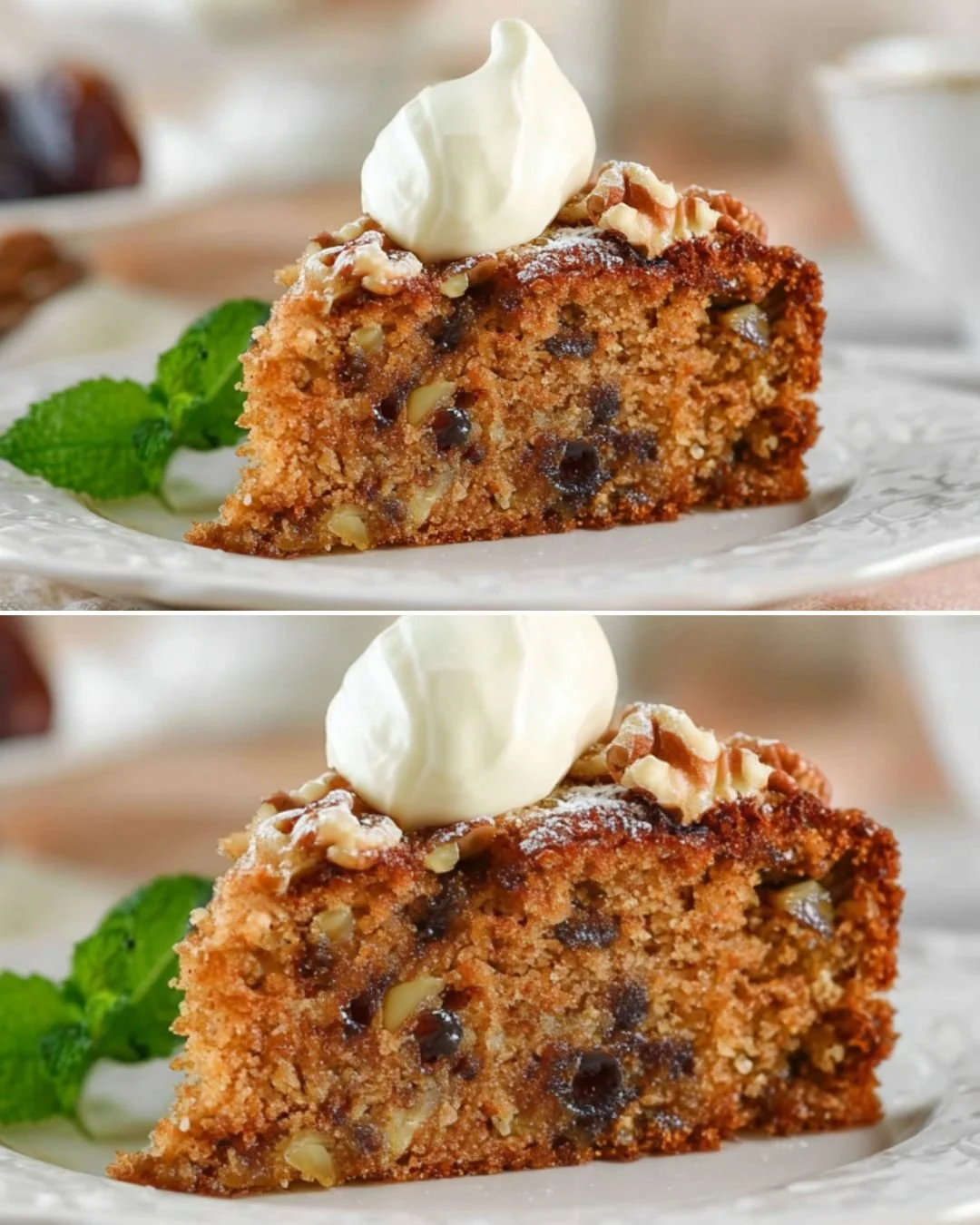 Delicious Date and Walnut Cake with rich flavors of walnuts and sweet dates