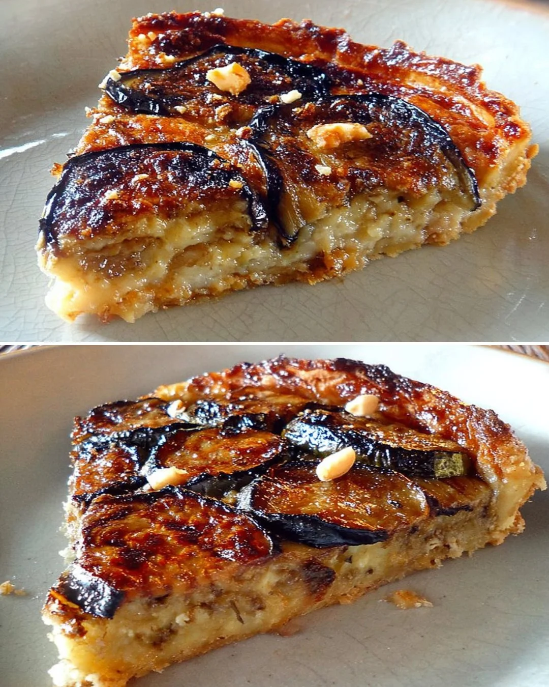 Eggplant Tatin with Parmesan elegantly presented on a plate
