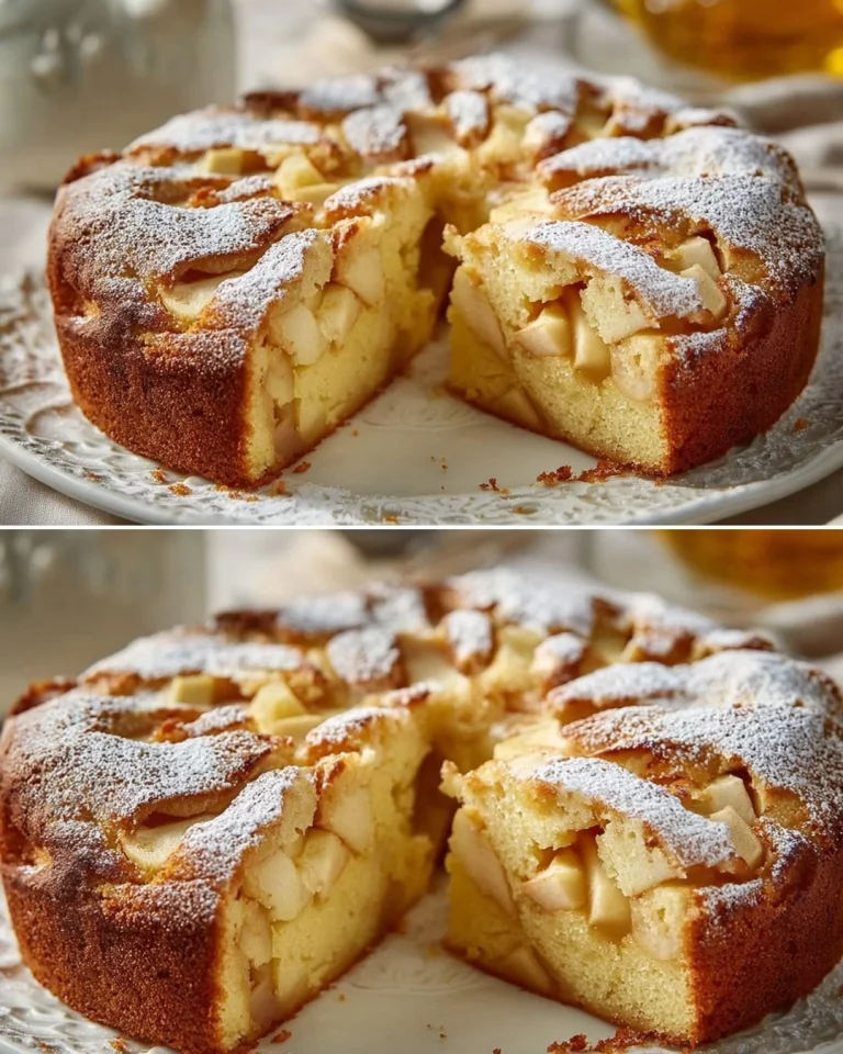 Homemade Grandma's best apple cake with rich batter and fresh apple slices