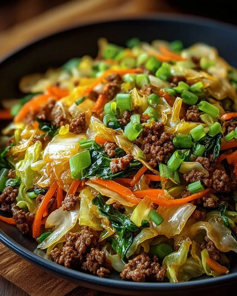 Healthy Chinese ground beef served with cabbage for a nutritious meal