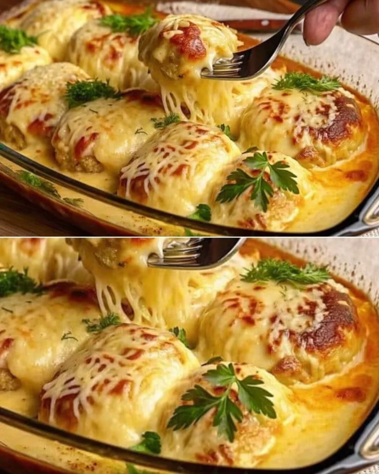 Juicy meatballs served in a flavorful tomato sauce garnished with herbs.