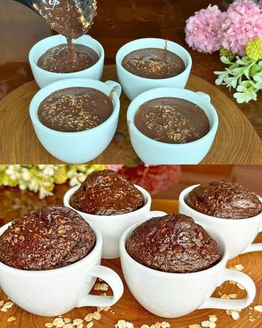 Freshly baked oatmeal chocolate muffins with chocolate chips.