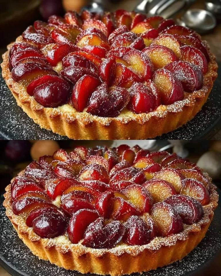 Homemade Plum Cake served on a decorative plate with fresh plums