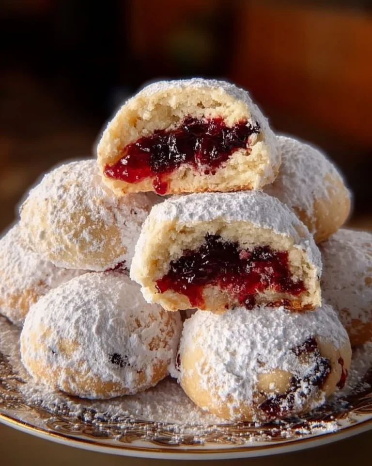 Freshly baked quick jam cookies with colorful fruit filling
