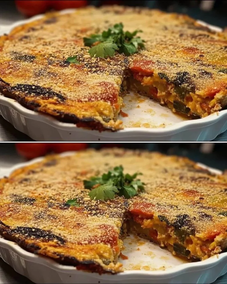 A delicious savory pie filled with fresh ingredients and herbs.