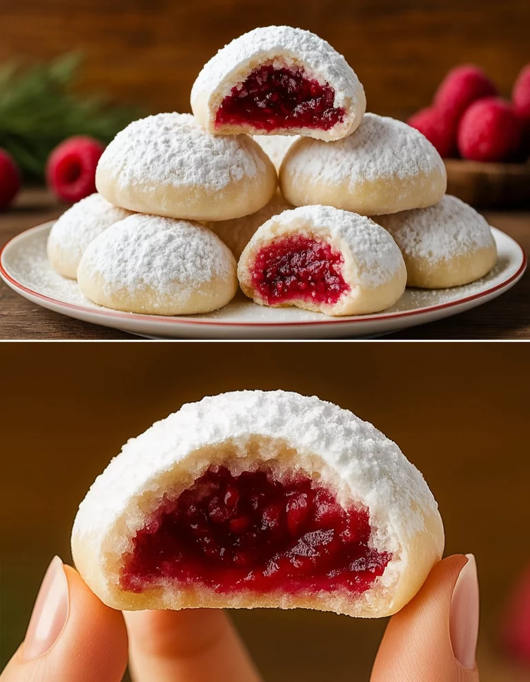 Freshly baked soft jam cookies filled with raspberry jam on a cooling rack.