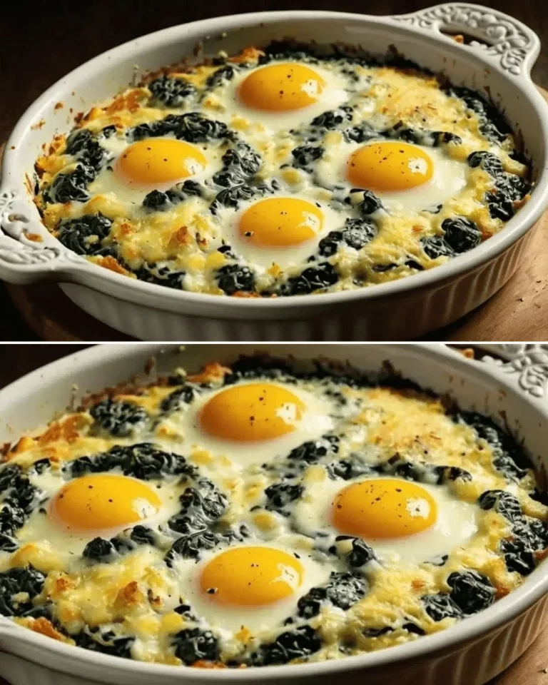 Plate of spinach with cheese and eggs, a nutritious breakfast dish.
