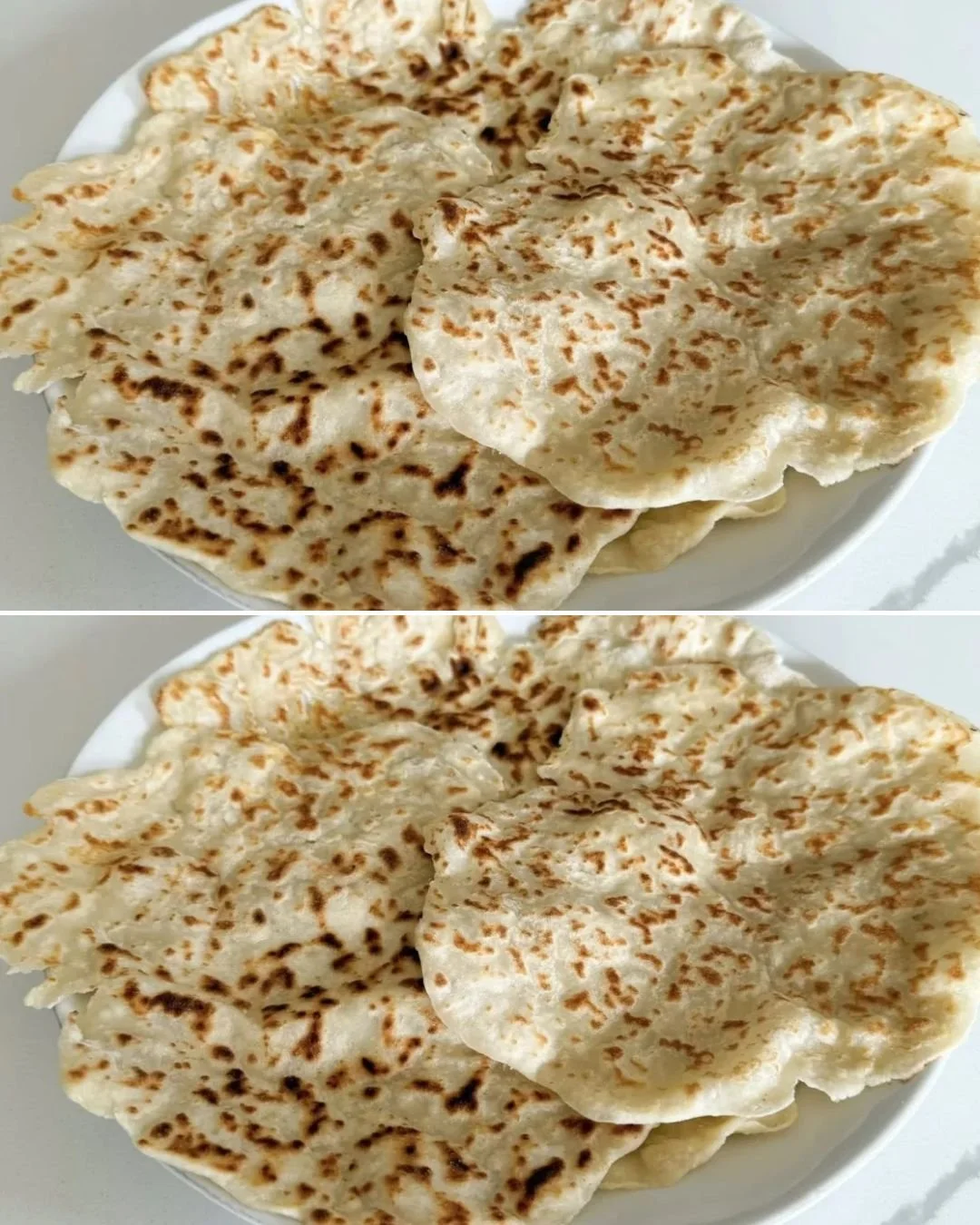 Three ingredient homemade flatbread on a wooden surface