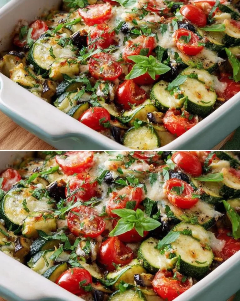 Delicious Tomato Eggplant Zucchini Bake with Garlic and Parmesan