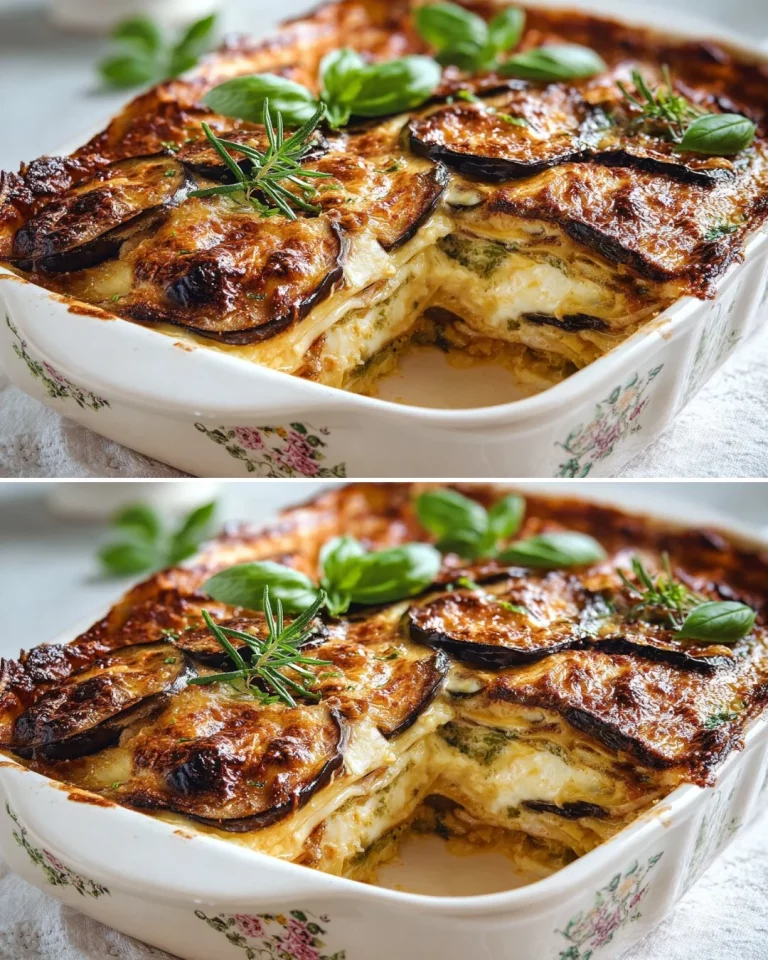 Homemade vegetable lasagna with layers of fresh vegetables and cheese