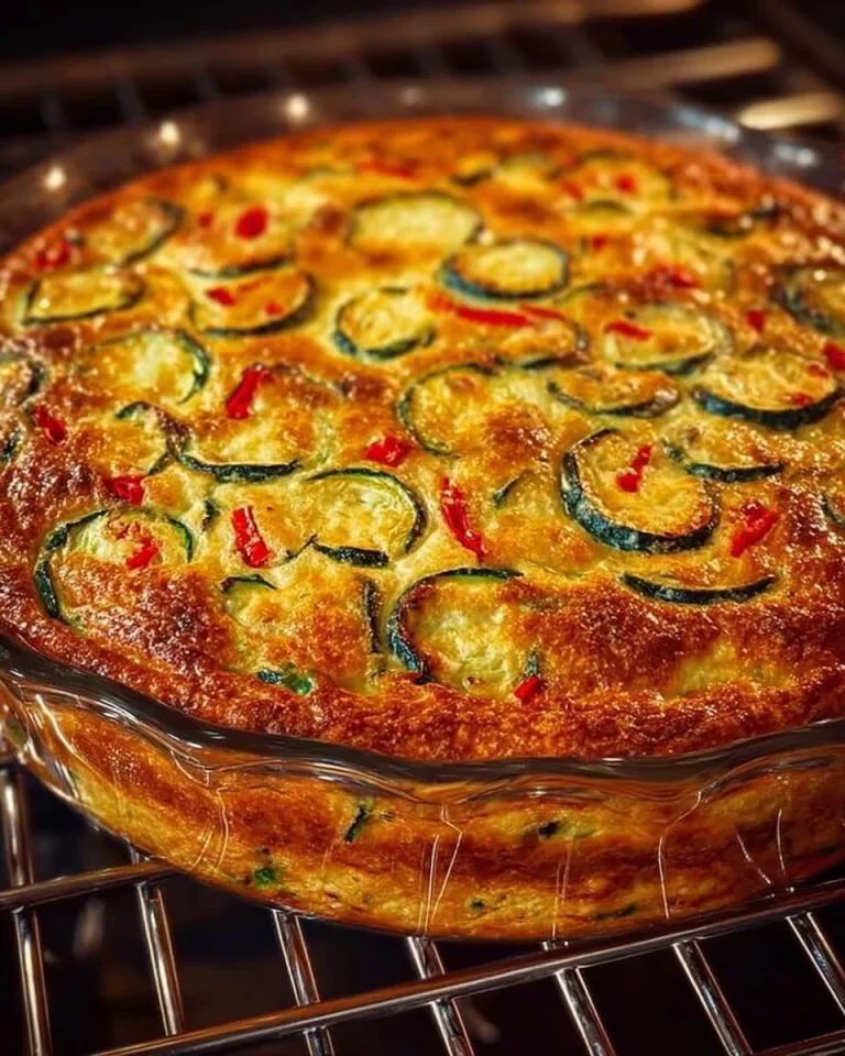 Zucchini and potato savory pie served on a rustic wooden table