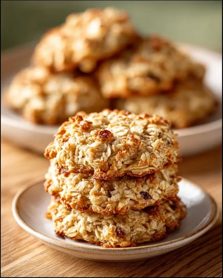 2 ingredient apple oatmeal cookies on a plate, healthy dessert option