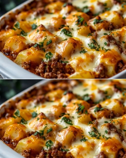 Cheesy Beefy Potato Casserole Recipe